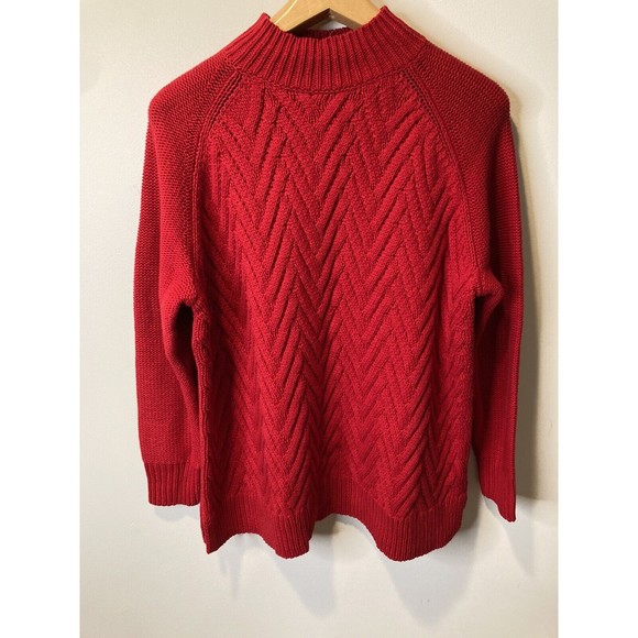 CHAPS 1X  Sweater. Red. 30 in Long Pullover. Cotton Blend. Mock Neck. MRSP: $70. - Picture 1 of 6